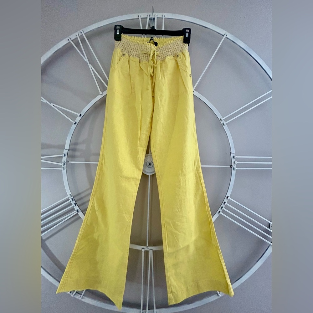 Rewash Vibrant Yellow Linen/Cotton Blend Pant